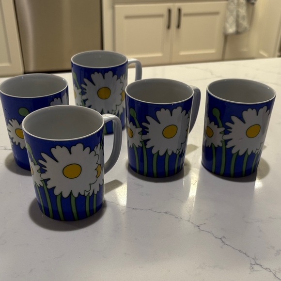 Fitz and Floyd Blue Daisy Mug Set of 5 - Picture 6 of 6